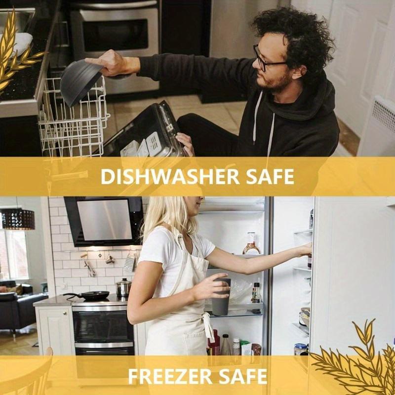 16-Piece Black & White Kitchen Cutlery Set – Large Sturdy Plastic Tableware Including Dinner Plates, Dessert Plates, Cereal Bowls, Cups, Dishwasher & Microwave Safe, Lightweight for Everyday Use and Camping