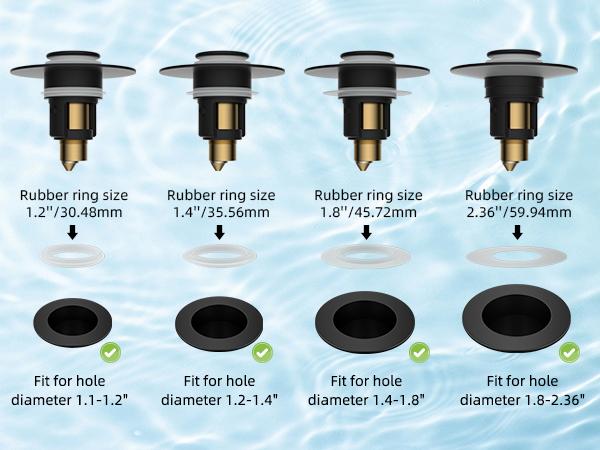 Hibbent Upgraded 3 in 1 Bathroom Sink Drain Strainer, Universal Pop Up Stopper, Removable Stainless Steel Filter Basket Hair Catcher, Sink Plug for 1.1''~2.36'' Basin, Brass Bullet Core, Matte Black