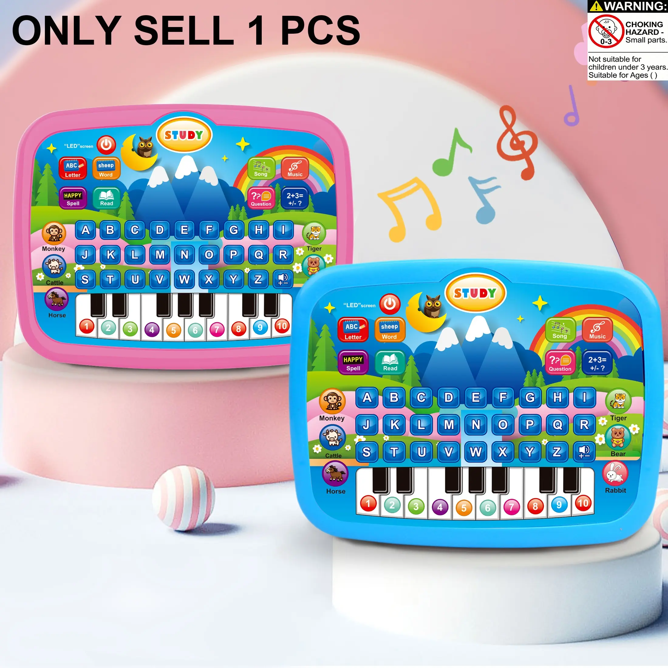 Multifunctional Educational Learning Tablet Toy, Learning Tool, Alphabet Math Music Interactive Electronic Toy, Cognitive Skill Booster for Ages 3+