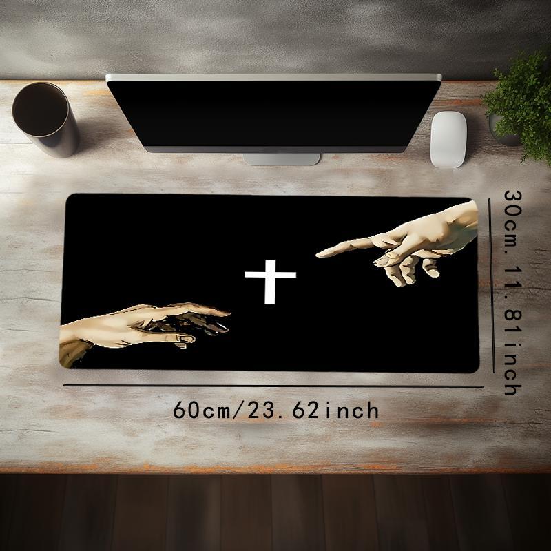 Creative Aesthetic Design Pattern Mouse Pad, 1 Count Rectangle Gaming Mouse Pad, Non-Slip Rubber Base Stitched Edge Desk Pad, Desk Accessories