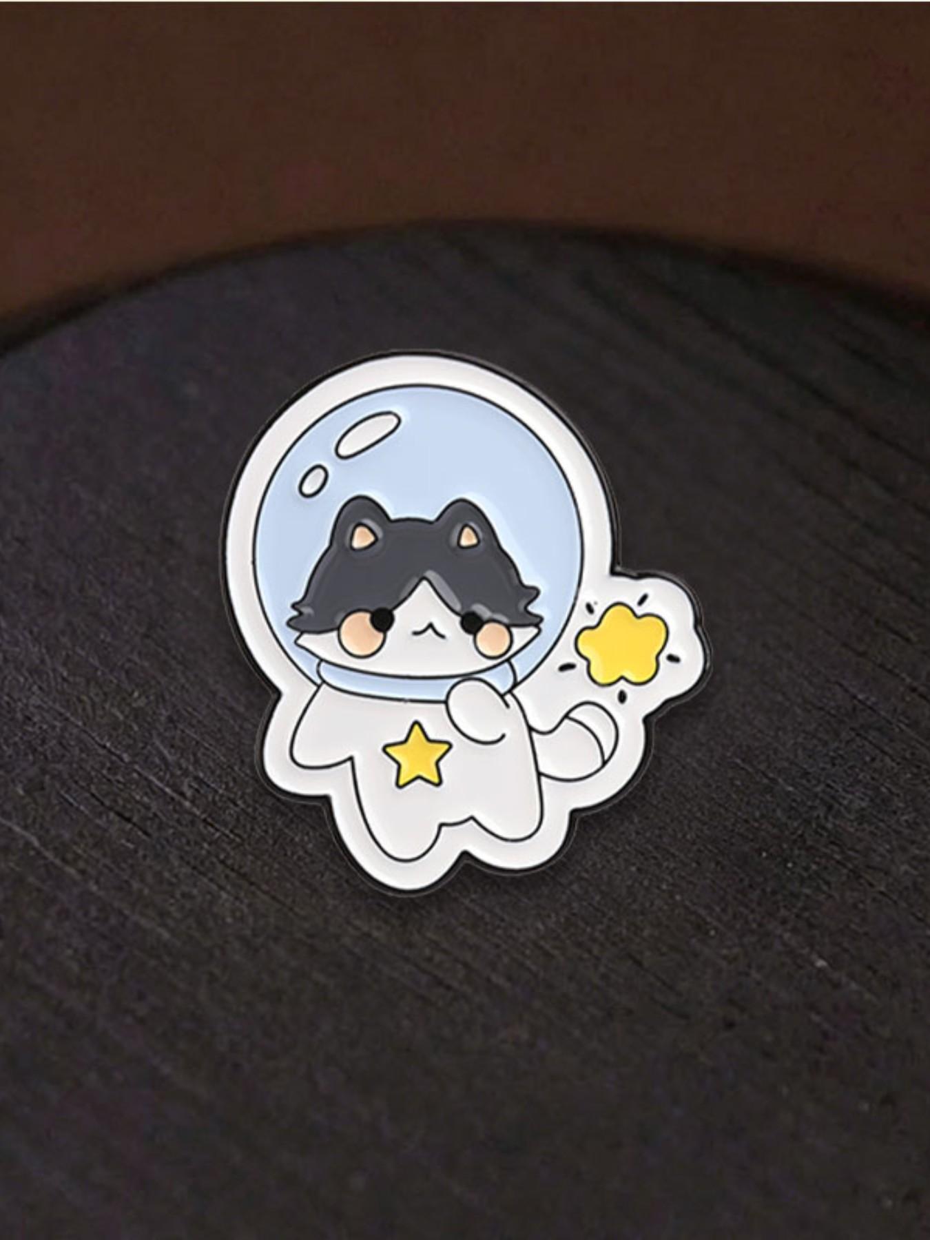 Cute Cartoon Astronaut Cat Enamel Brooch, Animal Alloy Lapel Pin, Fashion Accessory for Backpacks, All Seasons Party Style