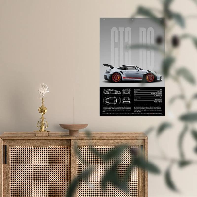 NBHYK Porsche 911 GT3 RS Poster 992 Physical Print Hyper Car Artistic Decor for Bedroom Dorm Man Cave Modern Abstract Design Bathroom Wall Art NBHYK Porsche 911 GT3 RS Poster 992 Physical Print Hyper Car Artistic Decor for Bedroom Dorm Man Cave Modern Abstract Design Bathroom Wall Art