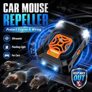 Vehicle rodent repellent device - Automatic start-stop ultrasonic rodent repellent device - LED flashing on-board rodent repellent device - Mouse Rat Deterrent - Electronic Pest Repellent - 5V/12V universal