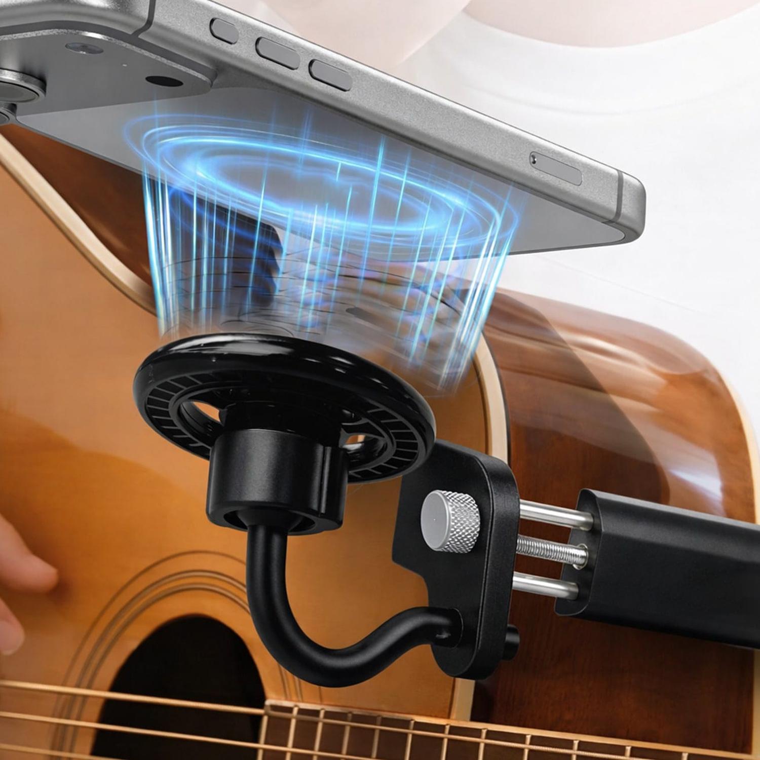 Magnetic Guitar Headphone Stand, 360° Rotation, Strong Magnet, Suitable for Acoustic Electric Guitar Ukulele, Live Streaming Video Mount