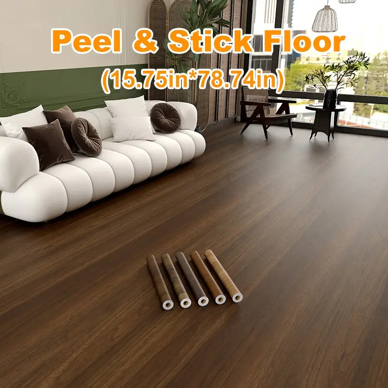 Self-Adhesive Wood Grain Pattern Vinyl Flooring Sticker, Non-Slip Waterproof Thickened 0.32mm Wallpaper, Peel and Stick Floor Tile, Easy Installation,Removable Floor Decal for Livingroom,Bedroom,Kitchen