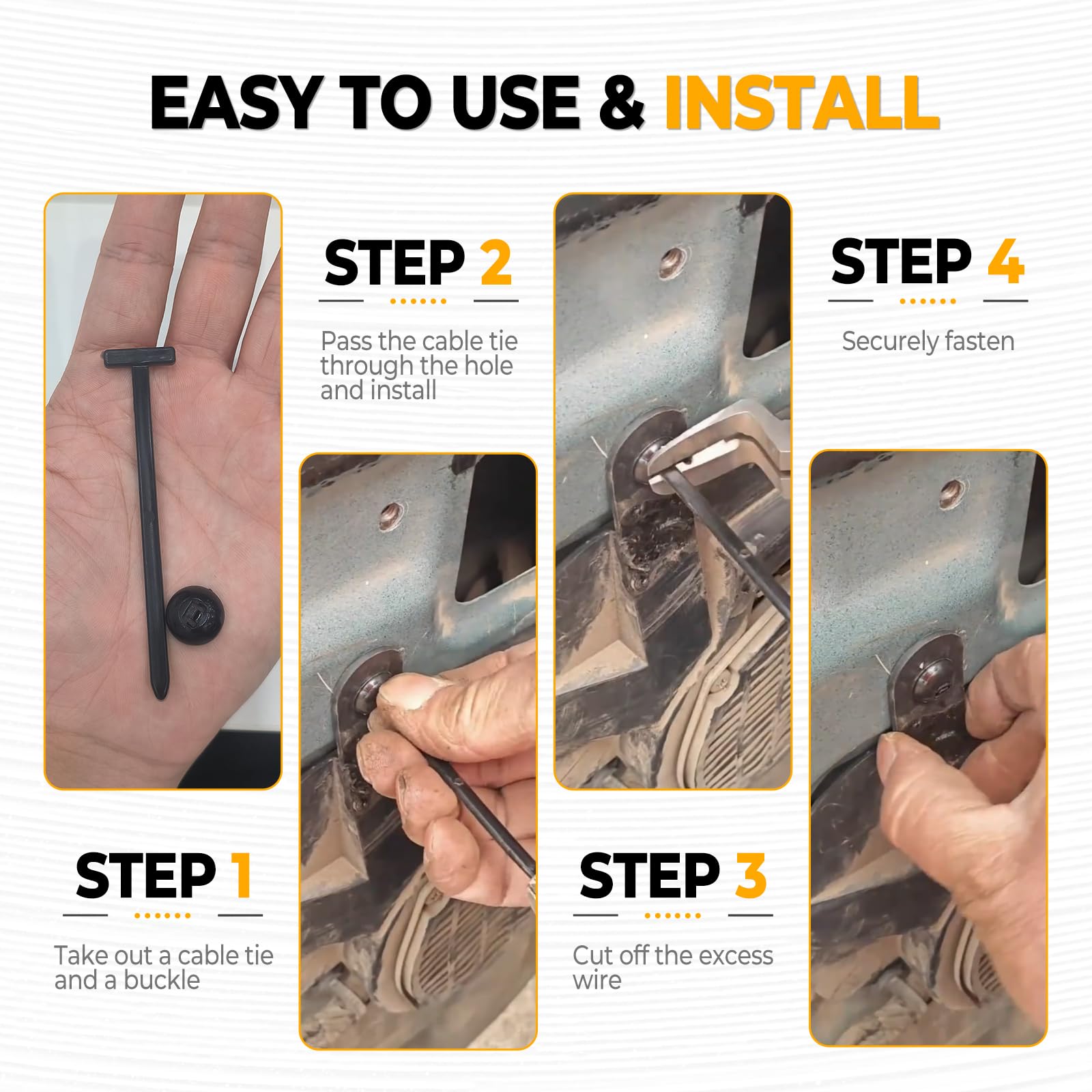 30/50/100 Pcs Nylon Universal Cable Tie Buckle - New Multifunctional Nylon Zip Ties With Pin & Button Design Plastic Cable Ties Tool Fasteners Car Body UV Resistant Zipties for Car Daily Repair