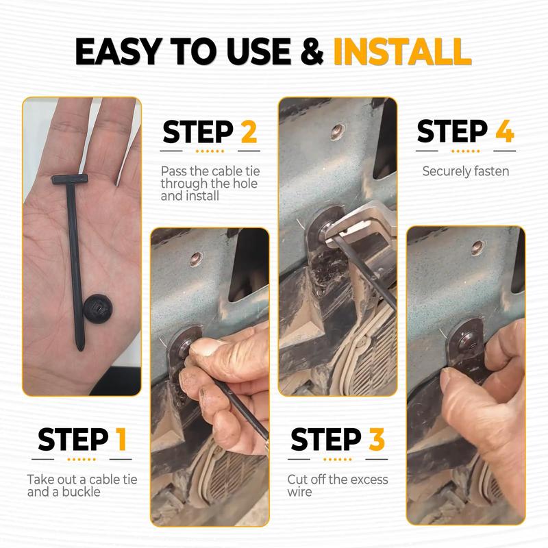 30/50/100 Pcs Nylon Universal Cable Tie Buckle - New Multifunctional Nylon Zip Ties With Pin & Button Design Plastic Cable Ties Tool Fasteners Car Body UV Resistant Zipties for Car Daily Repair