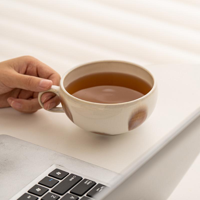 Classic Vintage Kiln-Changed Glazed Ceramic Cup, Soup Cup, Coffee Mug, Office Water Bottle, Afternoon Tea Cup, Mug for Office and Home, Dishwasher and Microwave Safe Perfect Gift for Coffee Lovers, Stylish Latte Art Mug