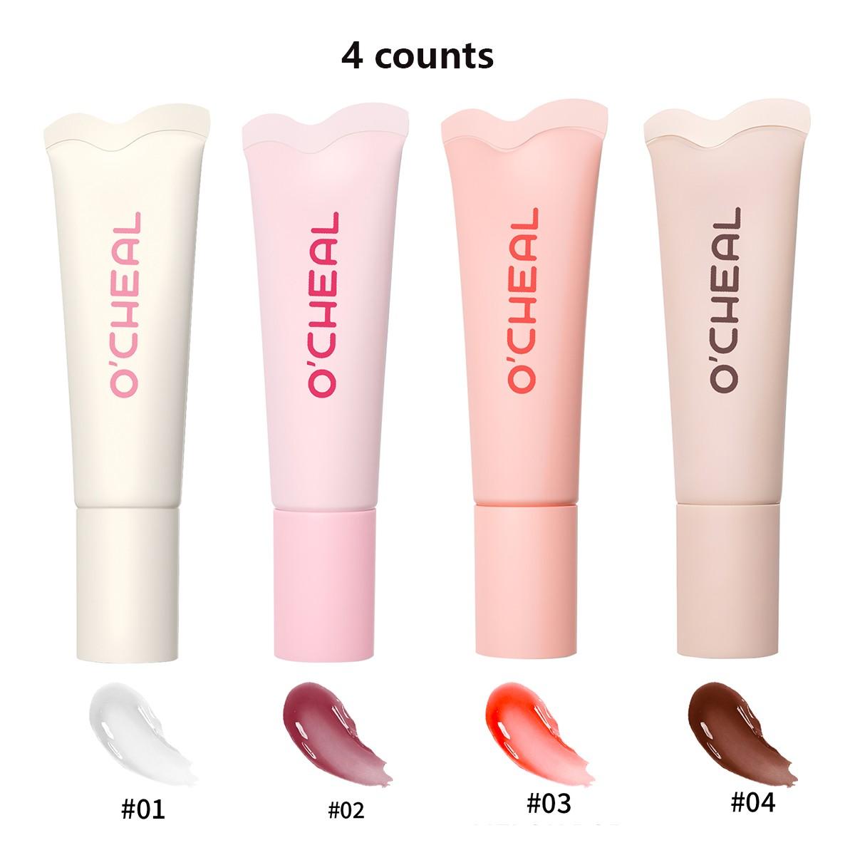 Set of 4 Liquid Hydrating Lip Gloss Essence Moisturizing Lip Oil Non-Sticky Cupcake Lips Plumping Lip Balm Makeup