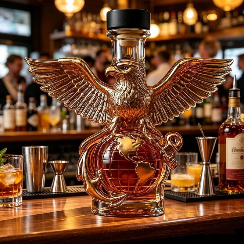 1 Count 250 Anniversary Whiskey Bottle, Whiskey Eagle Glass Decanter, US Marine Corps liquor bottle for Whiskey, Wine, Cocktails, Football Fan Gift, Home Bar Display, Home Bar Accessories, Gifts for Lovers, Dad, Husband and Boyfriend