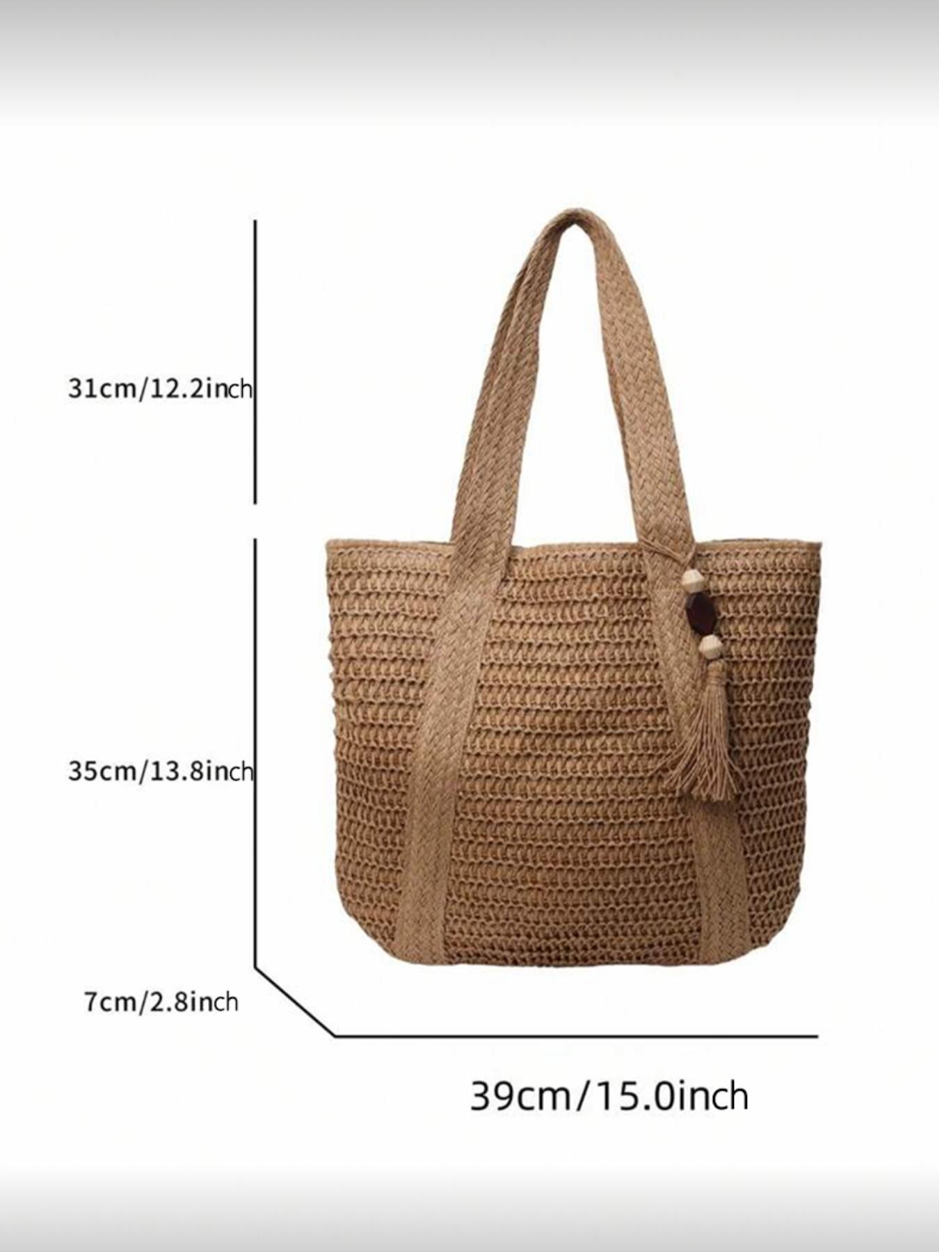 Stylish Multifunctional Tote Bag for Women, Bohemian Design with Tassel Pendant, Large Capacity Summer Beach Bag, Perfect for Vacation and Daily Use