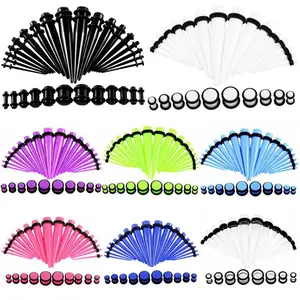 36pcs/lot Acrylic Ear Gauge Taper and Plug Stretching Kits Mixed Color Ear Flesh Tunnel Expansion Body Piercing Jewelry 14G-00G