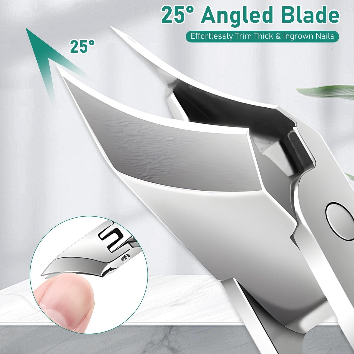 Eagle Beak Beveled Nail Clippers, 3Pcs Wide Jaw Opening Anti-Splash Slanted Nail Clipper, Long Handle Wide Jaw Opening Anti-Splash Slanted Edge Nail Clipper for Thick Nails,Seniors&Ingrown Care.  Foot Care, Unisex, Manicure Pedicure