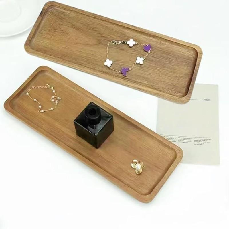 Rectangular Wooden Tray, Juniper Wood Tray, Salad Serving Plates, Multi-Functional Fruit Dessert Coffee Snack Cake Cheese Bread Storage Tray