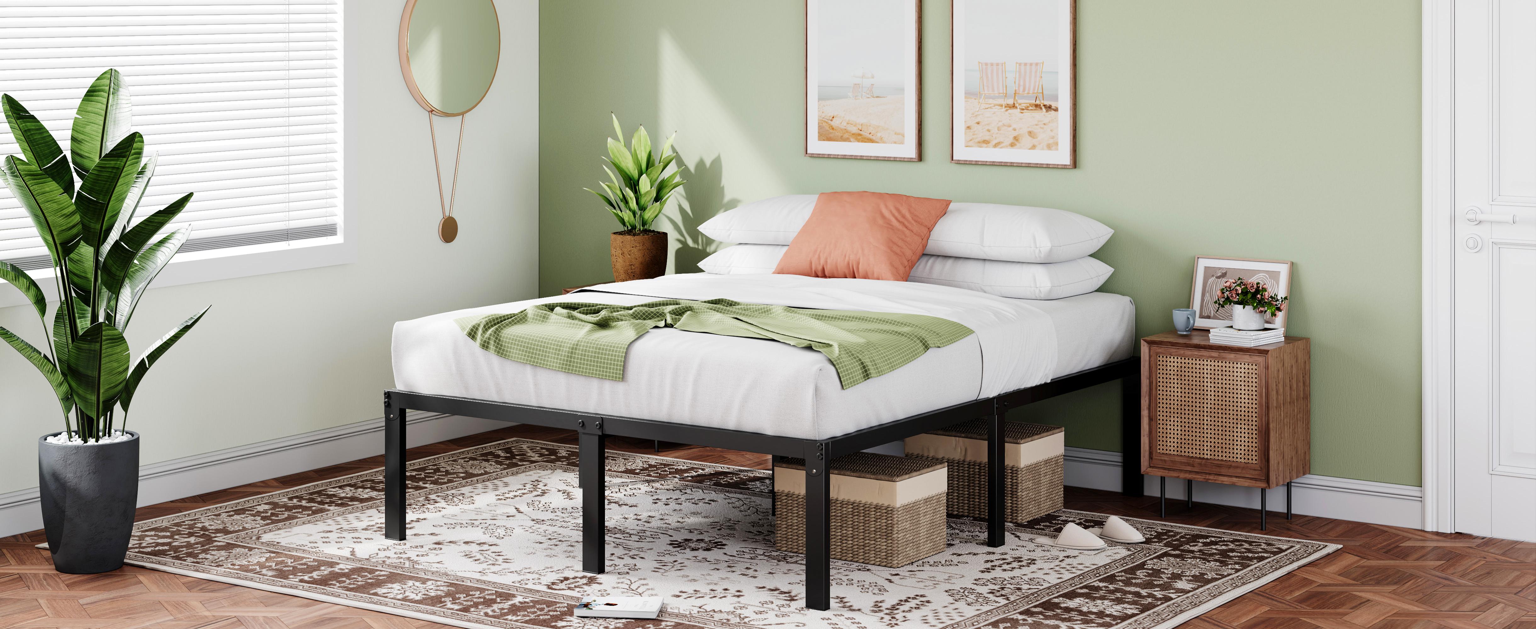 MUTICOR Basic Metal Bed Frame with 14in/18in High Under Bed Platform Storage Space,Heavy Duty Steel Slats Support Bed Base,No Box Spring Needed,Twin Bed Frame,Queen Bed Frame#TikTokShopBlackFriday #ChristmasGifts