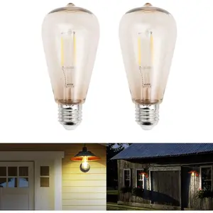 Solar Barn Light Bulbs 2PCS Solar Barn Lights Replacement, Warm White Light E26 Edison Bulbs (Warm White, 0.2, Watts)