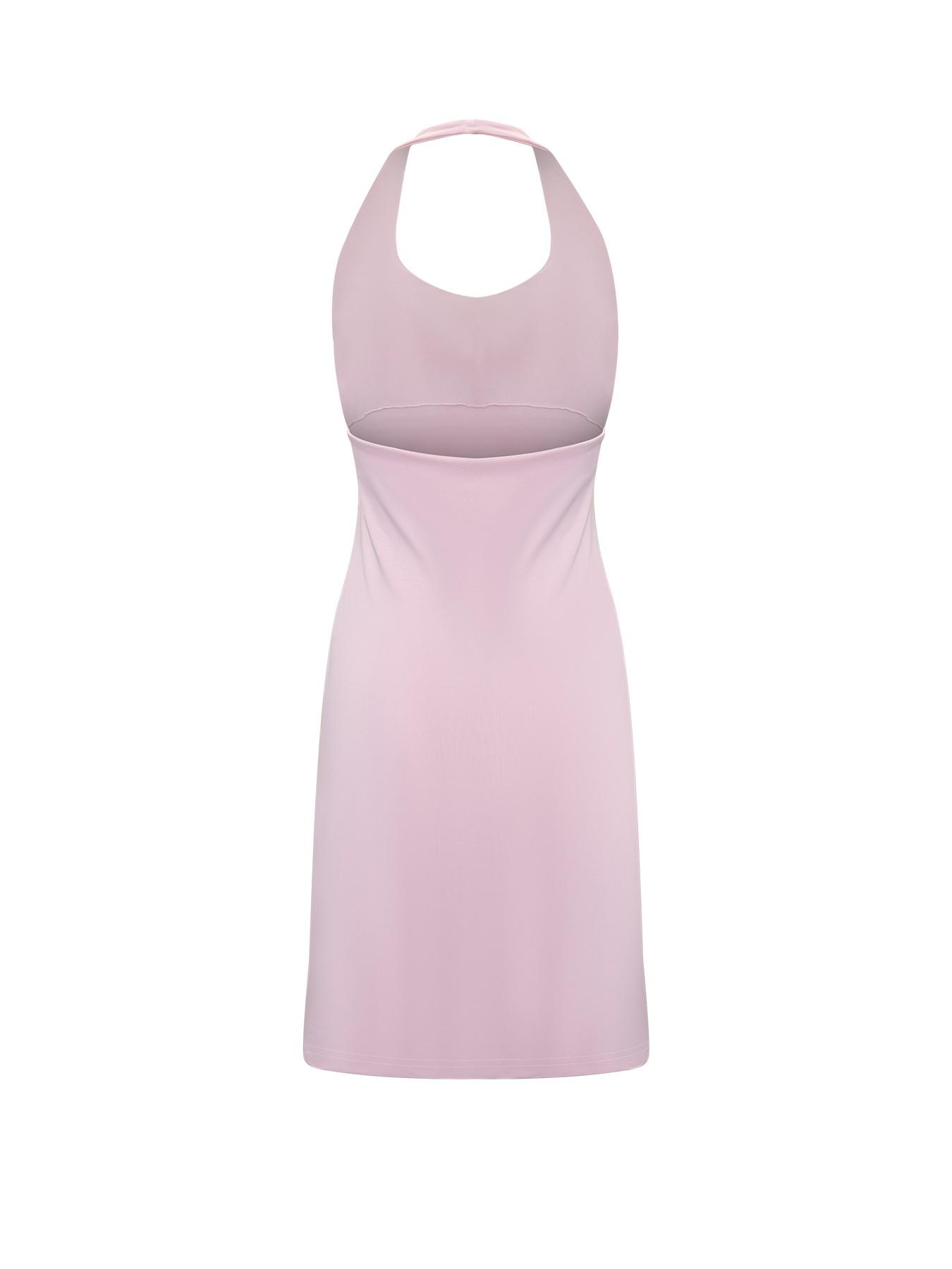 Women's Sleeveless Halter A-Line Backless Tank Dress, Casual Fitted Yoga Workout Running Dress, Spring Summer Fall Wear, Sports Sleeveless Dress