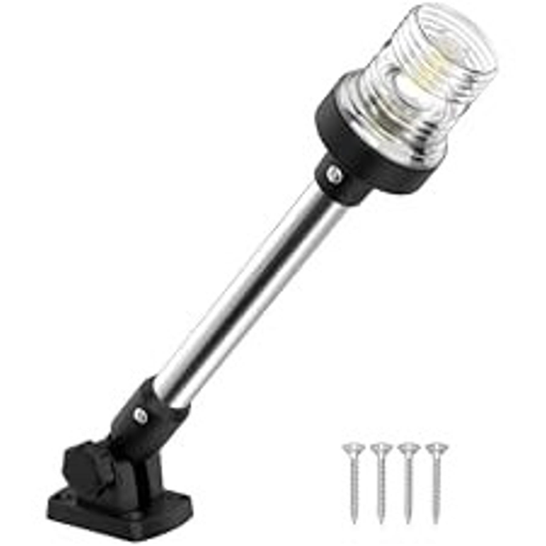 6 Inches Pontoon Stern Light Bimini Mount, LED Waterproof IP67 Bimini Light for Pontoon Boat, 3NM Marine Folding Rear White Navigation Anchor Running Lights for Night