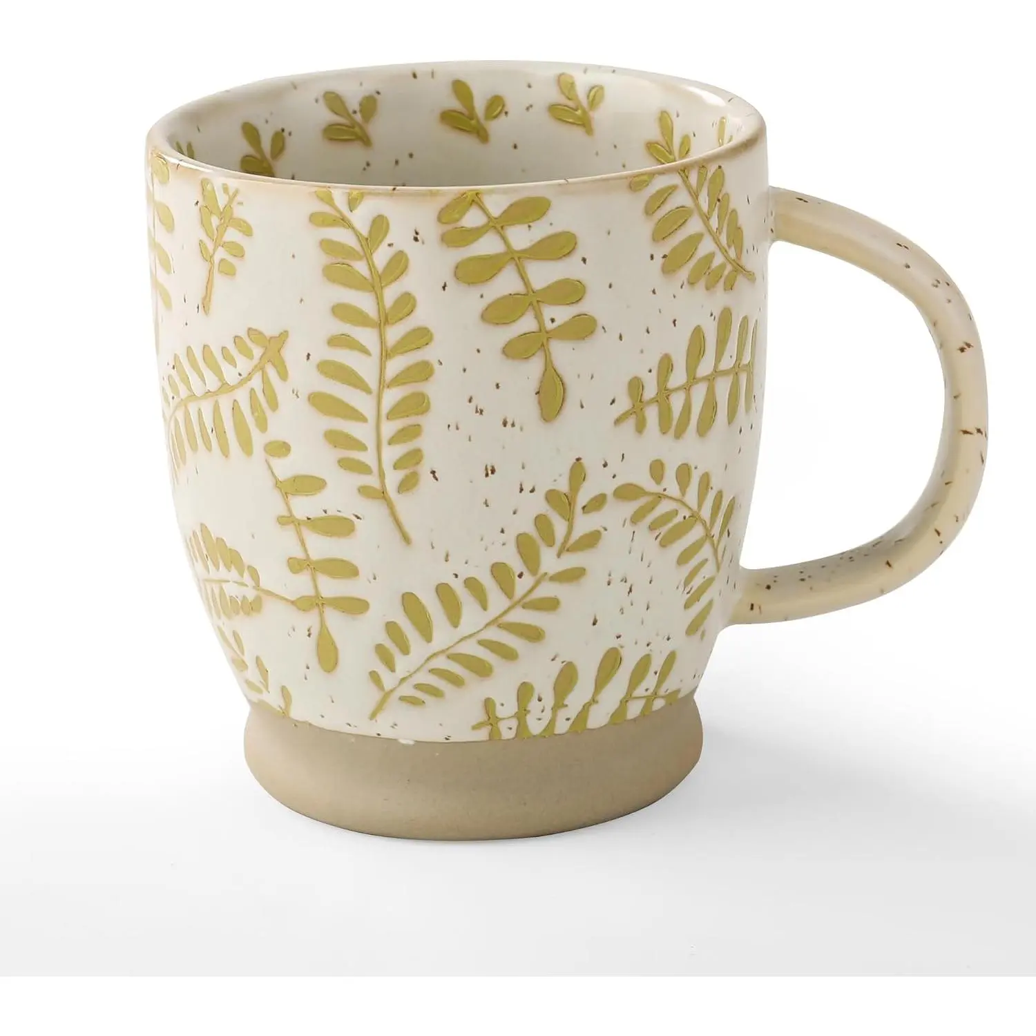Ceramic Coffee Mug with Colorful , 18OZ Stoneware Coffee Mug with Large Handle,  Cup for Cappuccino, Cocoa, Latte, , Microwave, Oven and Dishwasher Safe, Green leaves