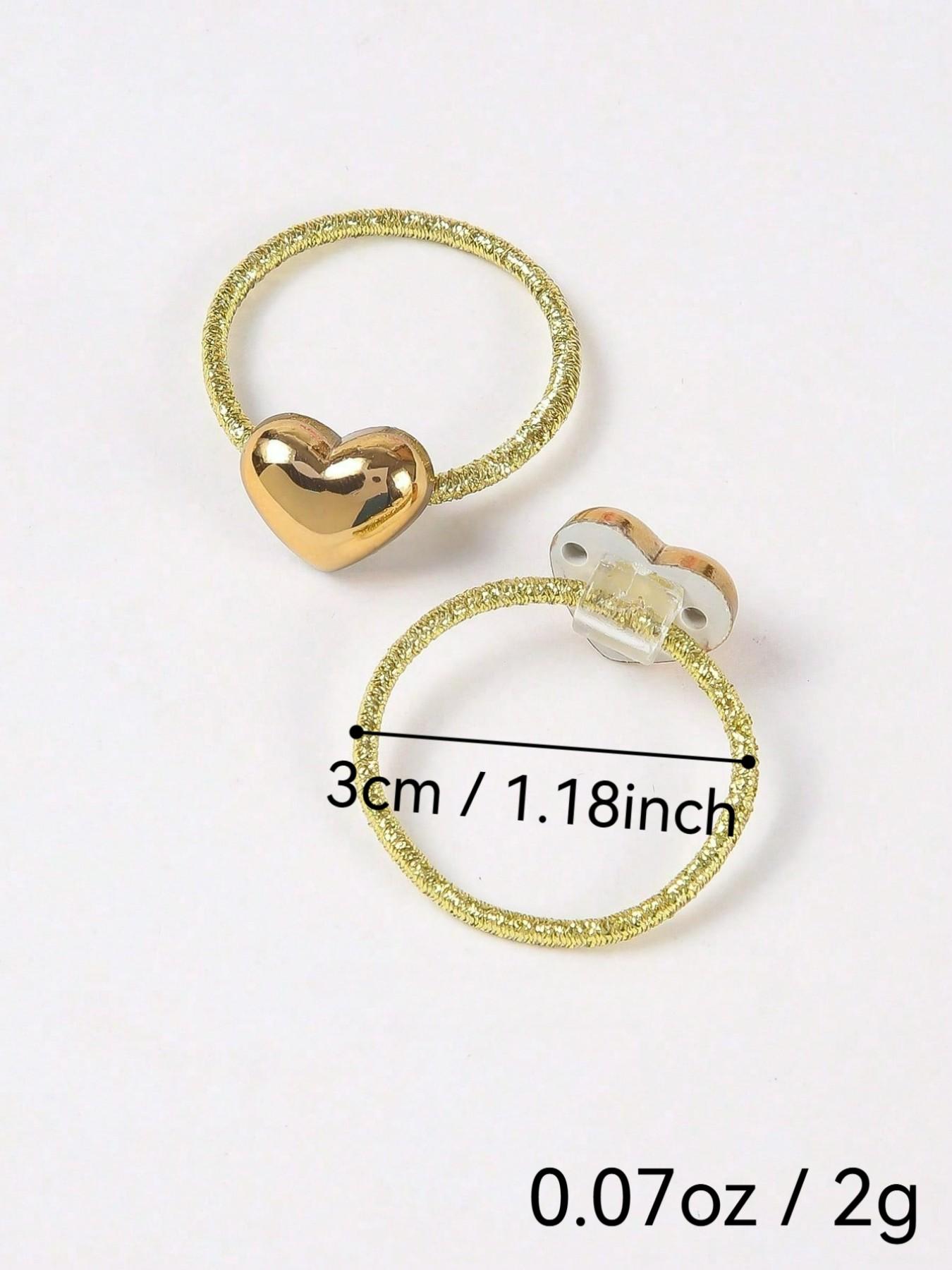 Mini Heart-Shaped Metal Elastic Hair Bands, Scrunchies, Hair Ties, Pack of 10, Cute and Versatile, Suitable for Girls and Teens, Gentle on Hair
