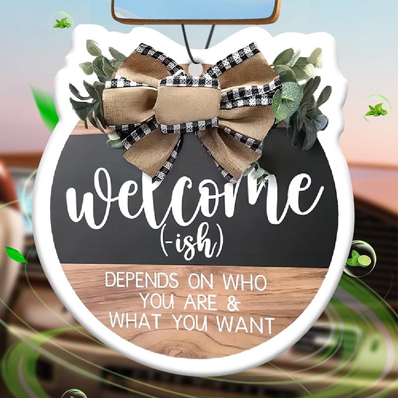 Welcome Sign Round Wreath for Farmhouse, Porch, Garden, Home, Birthday, Wedding, Graduation, Car Air Freshener, Natural Fragrance, 90 Days Lasting