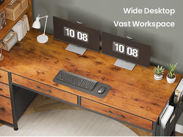 SEDETA 47.2 Inch Reversible Gaming Desk with LED Lights Drawer Storage Bookshelf for Small Spaces Furniture Office Tables Cabinets Wood Design Modern