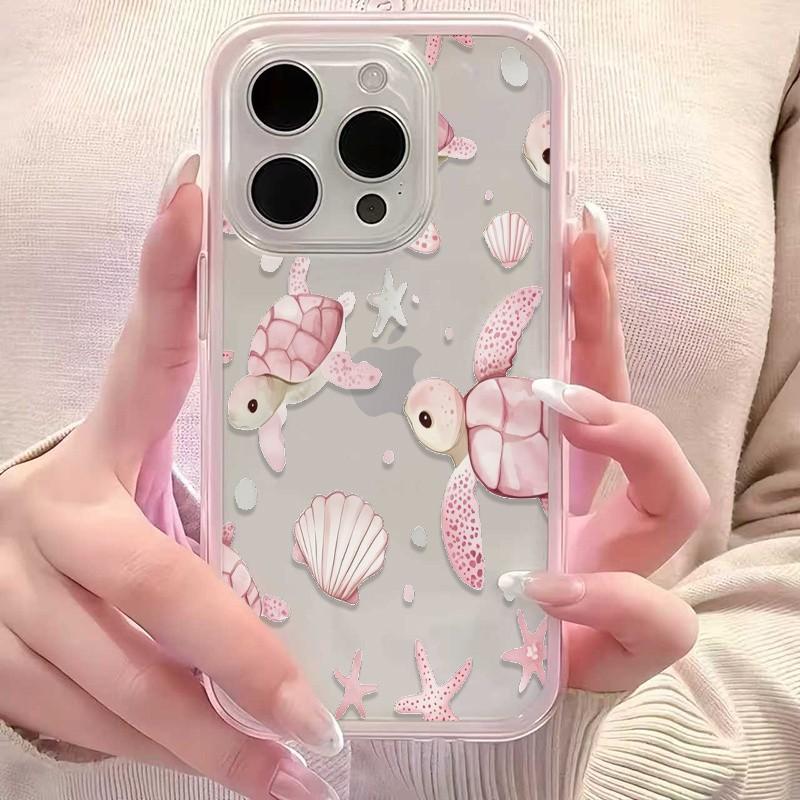 Turtle Shell Pattern Phone Case, Shockproof Soft Tpu Cover for iPhone 11-16 Pro Max, Trendy Design Gift Option