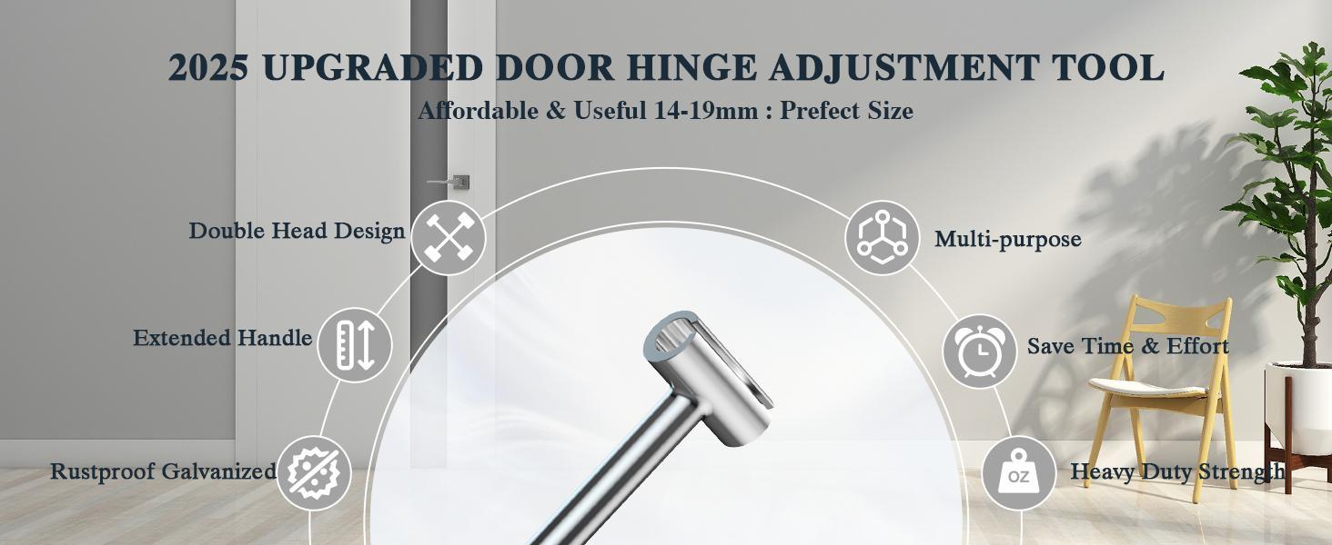 Door Hinge Adjustment Tool, 14-19mm Hinges Gap Adjusting Wrench, Upgraded Door Henge Repair Tool, Door Gap Tool for Flag Hinge Steel Double-Ended Door Henge Repair Wrench