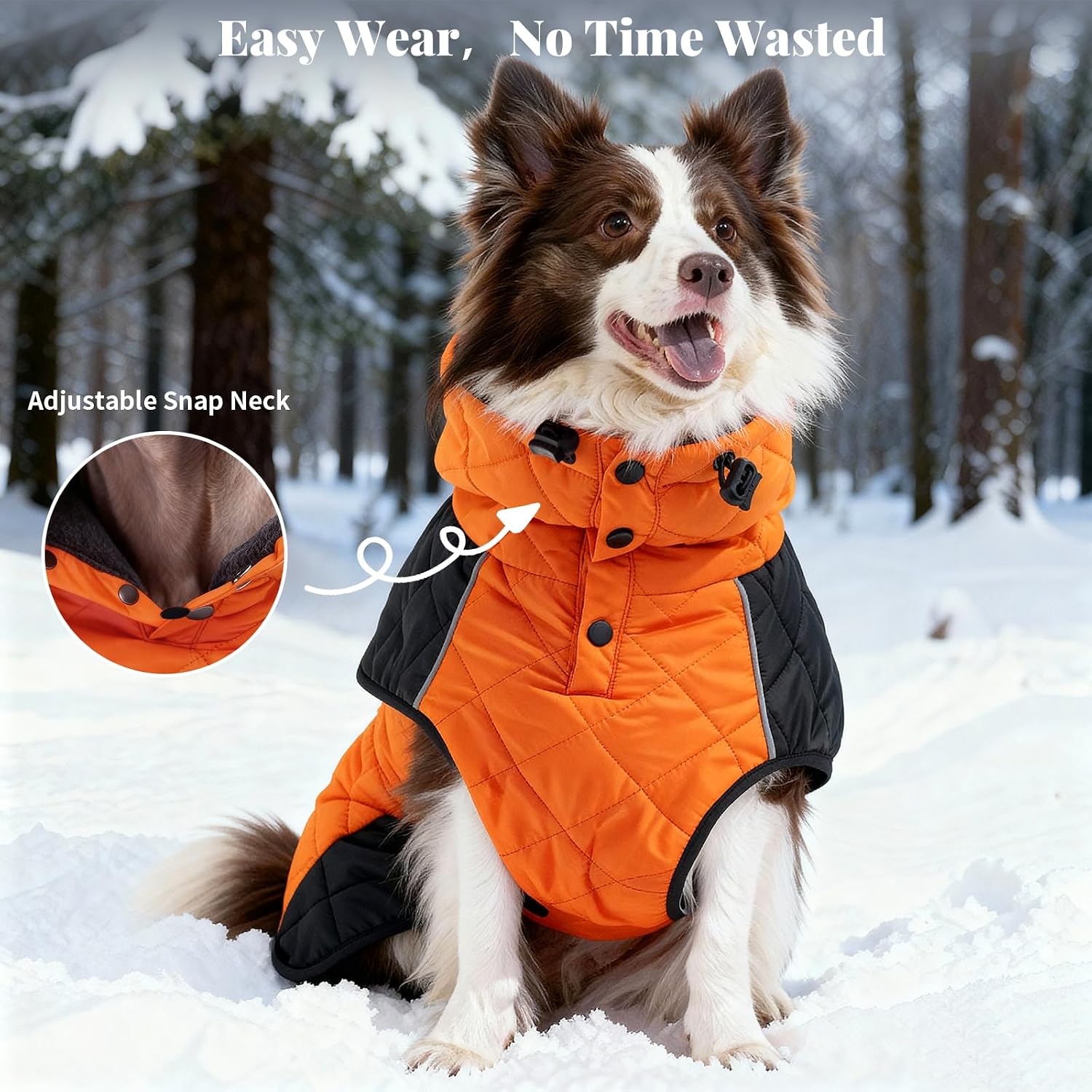 Coat Dogs Jacket  Reflective Adjustable -Winter Coats for Small/Medium/Large Dogs Dachshund Coat-(Orange, Medium)