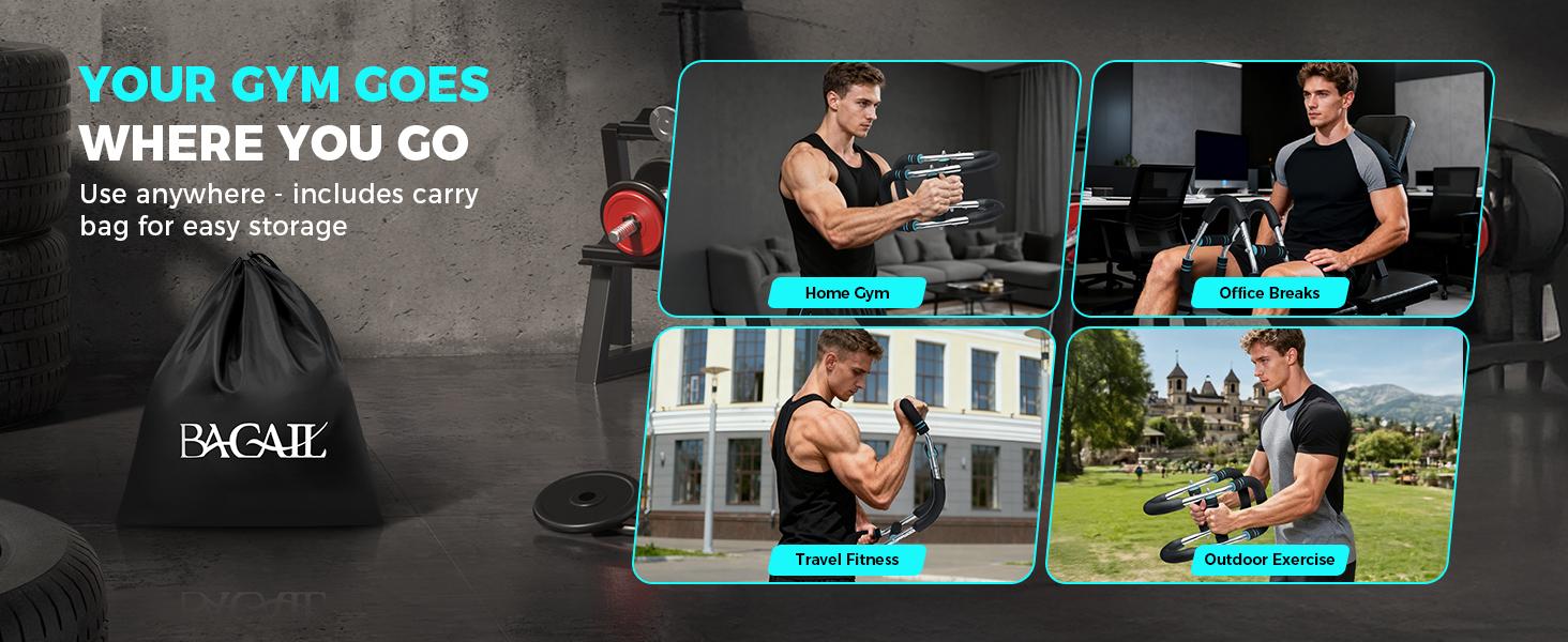 【SpringStatements】BAGAIL Twister Arm Trainer 5-Level Resistance 40-130 lbs for Chest & Arm Workout Home Gym Strength Training Equipment with Ergonomic Grips & Carry Bag for Men and Women Adjustable Exercise Machine