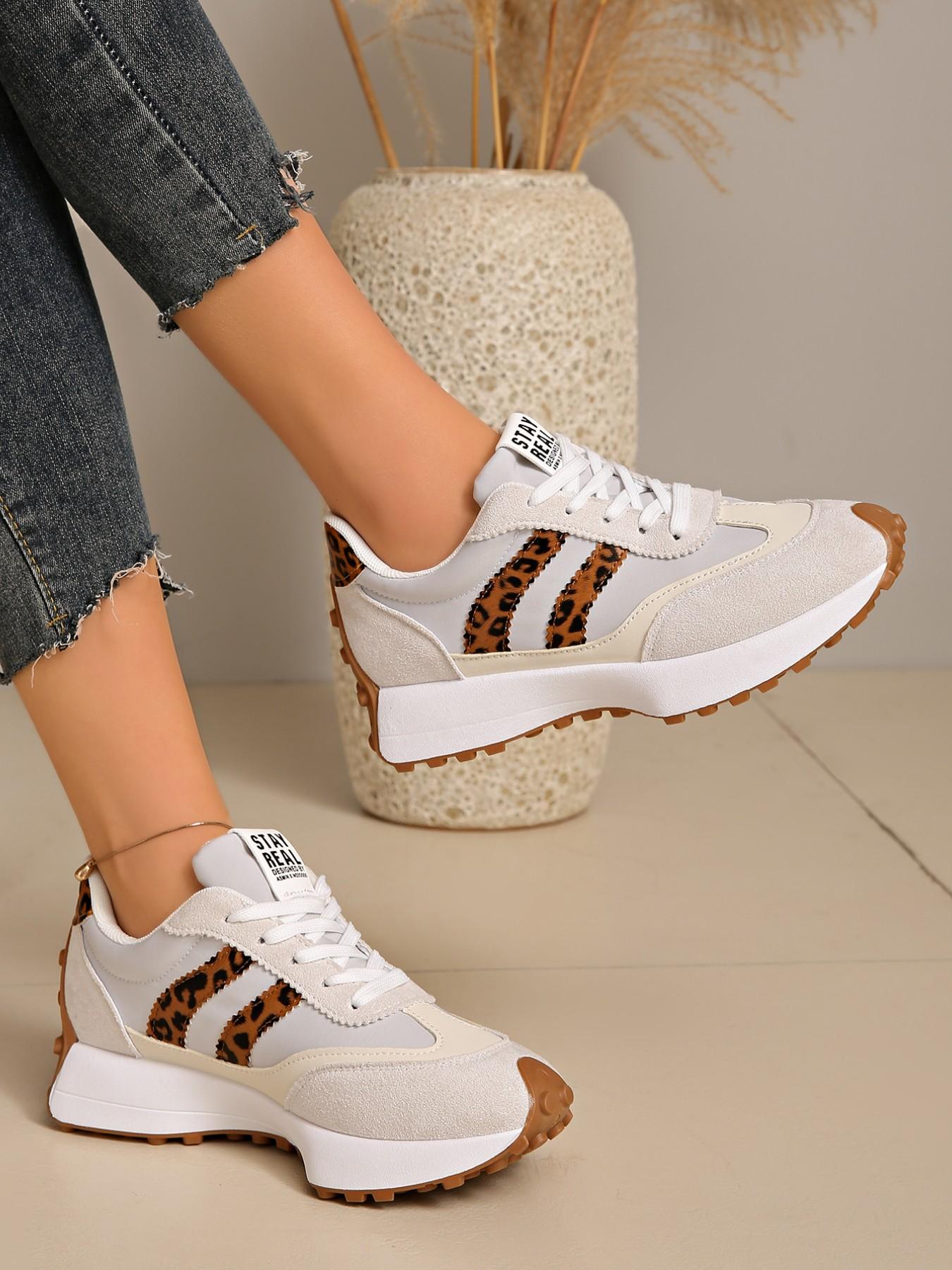 Women's Striped Sporty Shoes, Soft Sole Comfortable Waterproof Casual Sneakers, Trendy Walking Sneaker, Low Top Sneaker, Thick Breathable Easy Clean Anti-Slip, Spring & Fall Wear