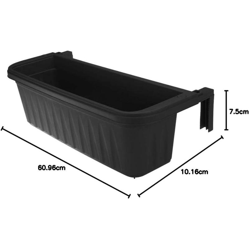 24" Adjustable Railing Planter, UV Resistence, With Drainage Hole,For Any Sized Deck or Fence Railing, Black