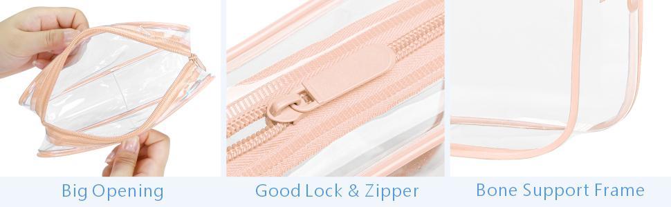 TSA Approved Toiletry Bag, Clear Makeup Bag, Quart Size Organizer, Travel Makeup Cosmetic Bag for Women, Carry on Airport Airline Compliant Pouch