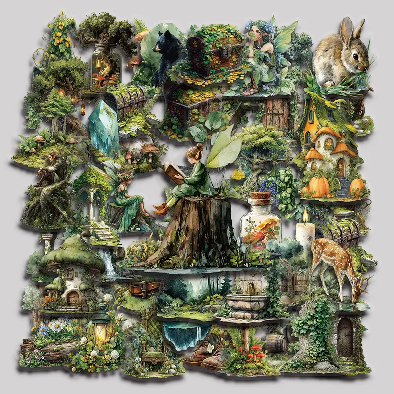 50PCS Forest Green Aesthetic Vinyl Stickers Pack for Laptop Water Bottle Phone Case Skateboard Journal Scrapbook DIY Decoration
