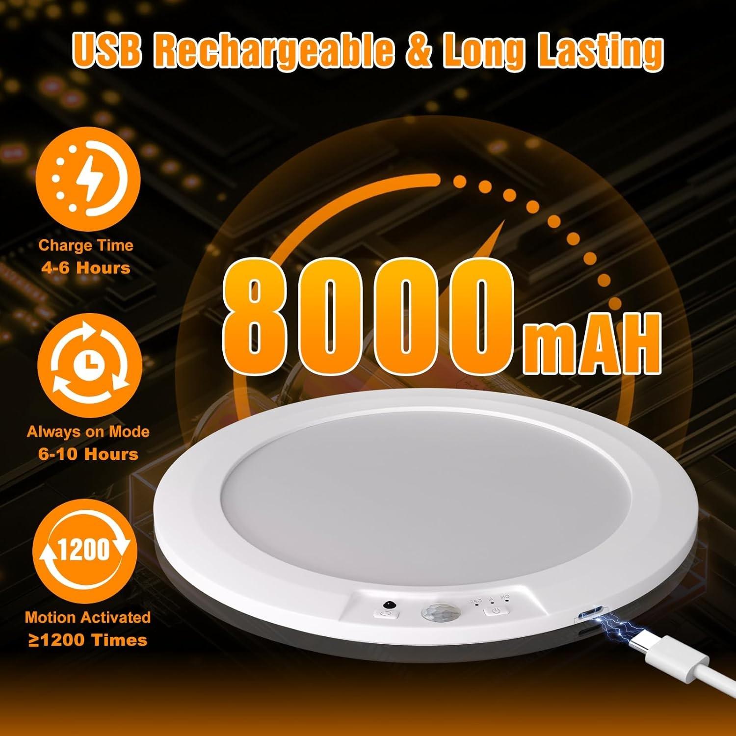 Ultra-Thin Motion Sensor Ceiling Light with Remote Control, Rechargeable Magnetic Wireless Lamp, USB Powered for Closet Shower Stairs Hallway Porch, Indoor Lighting