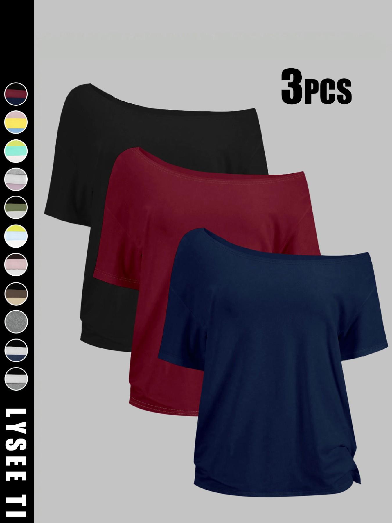 Women's Solid Color Tee, Casual Basic Short Sleeve T-shirt for Daily Wear, Ladies Clothes for All Seasons