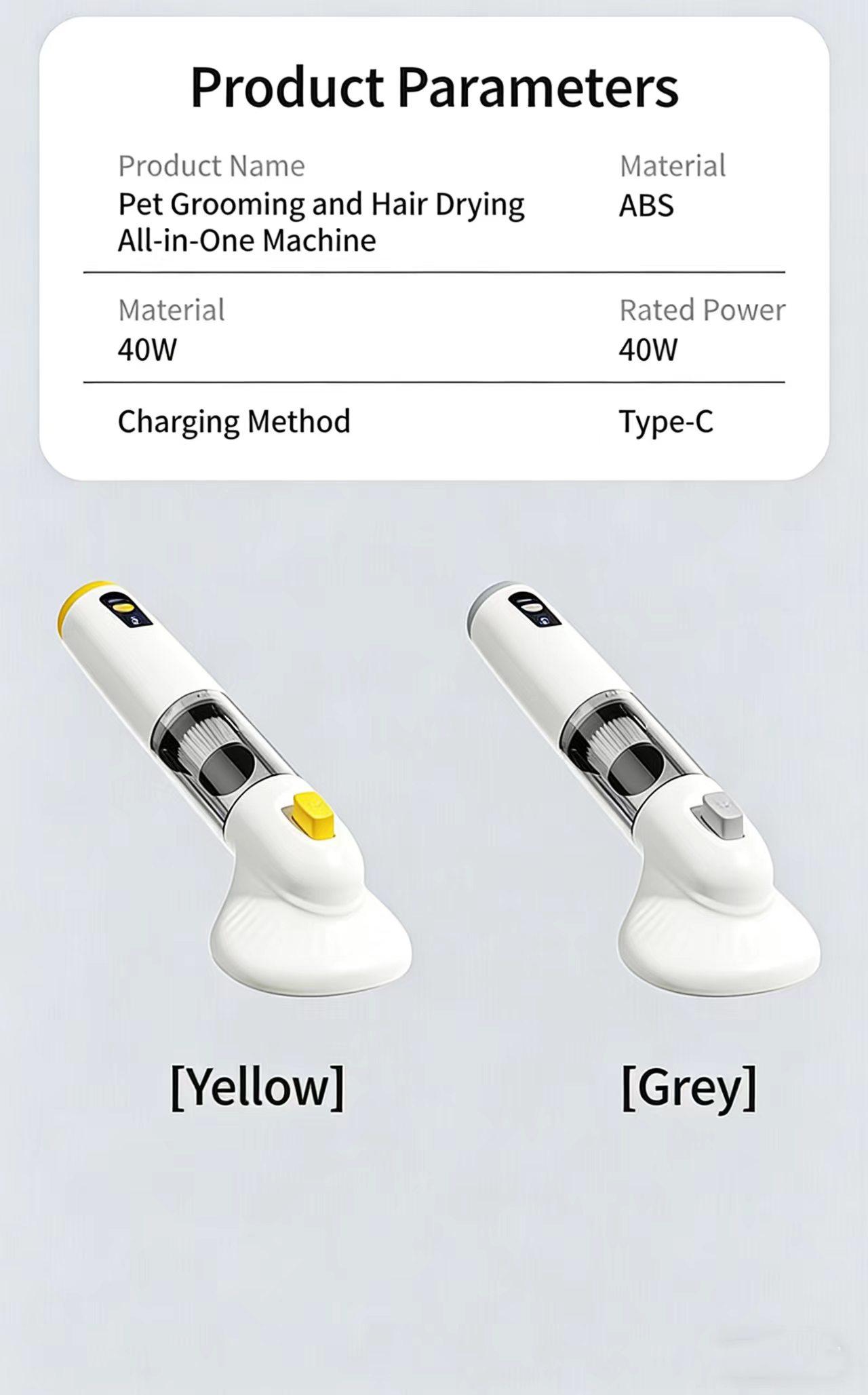 All-in-One Pet Grooming, Vacuuming, and Blowing Machine; Cat Hair Cleaner and Adsorber; Fully Automatic Vacuum Cleaner; Carpet and Bedding Hair Remover; Powerful Suction; Wireless Charging; Multi-Functional