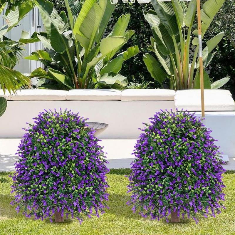 2 Pcs Topiary Artificial Plants for Outdoor Use, UV Resistant Fake Shrubs for Garden Front Porch Yard Balcony Decor