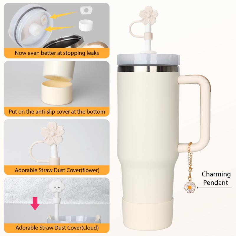 Stainless Steel Vacuum Insulated Glass Cup with Handle and Straw for Children's Gift Set, Keep Cold, Hot & Ice, Portable Drinkware - Mug, Tumbler, Water Bottles, Bottled, Flasks easter toy funny Tumbler Drinkware Tea Iced Tea girl gifts friendship
