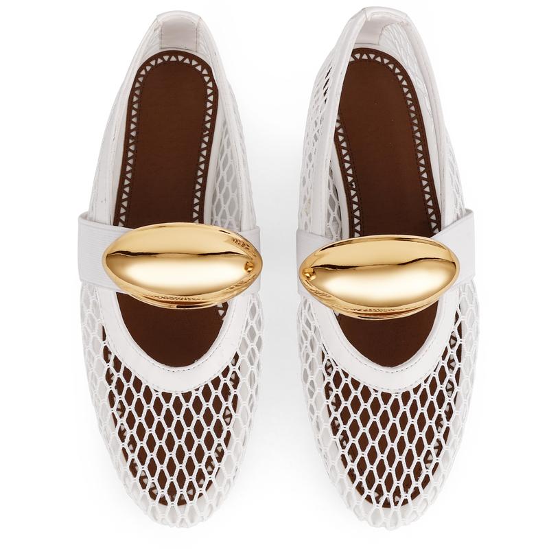 VIMISAOI Ballet Flats for Women Round Toe Mesh Ballerina Shoes Mary Jane Flat Buckle Strap  Sandals  Shoes Women Trendy Shoes