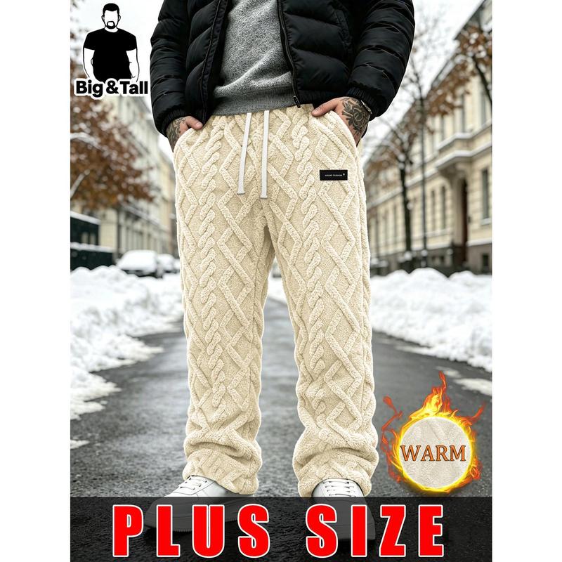 Large Men's Sports Casual Pants, Thickened in Autumn and Winter, with Coral Fleece Texture and Drawstring Elastic Waist, Suitable for Daily Casual Home Wear, The Best Choice for Giving To Husband