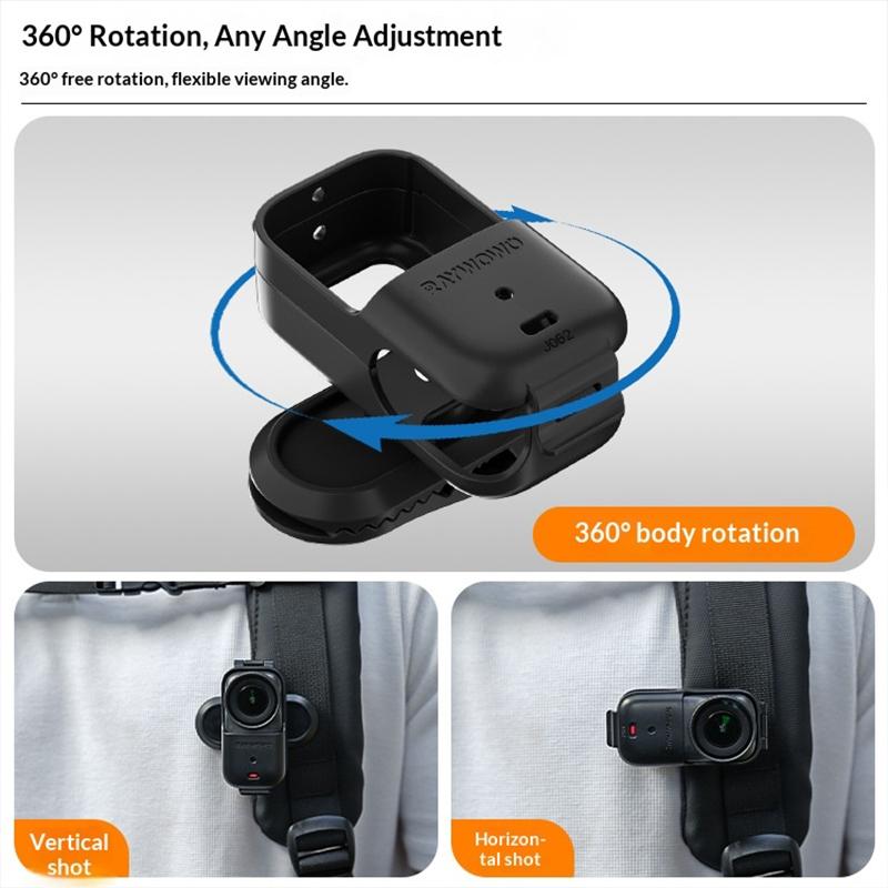 Raywowo Osmo Nano Backpack Clip Rotatable Quick Release Camera Mount For Action Cameras Compatible With DJI Osmo Pocket 3 Pocket 2 And Smartphone Vlogging