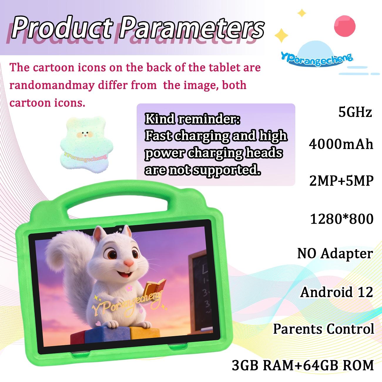 10.1 Inch Tablet for Students Children, Supports 5g WiFi Learning Entertainment, this upgraded 10.1-inch tablet offers 5G WiFi for fast and smooth learning and play, dual rear, front cameras for versatile shooting, a included protective case ,gift for kid