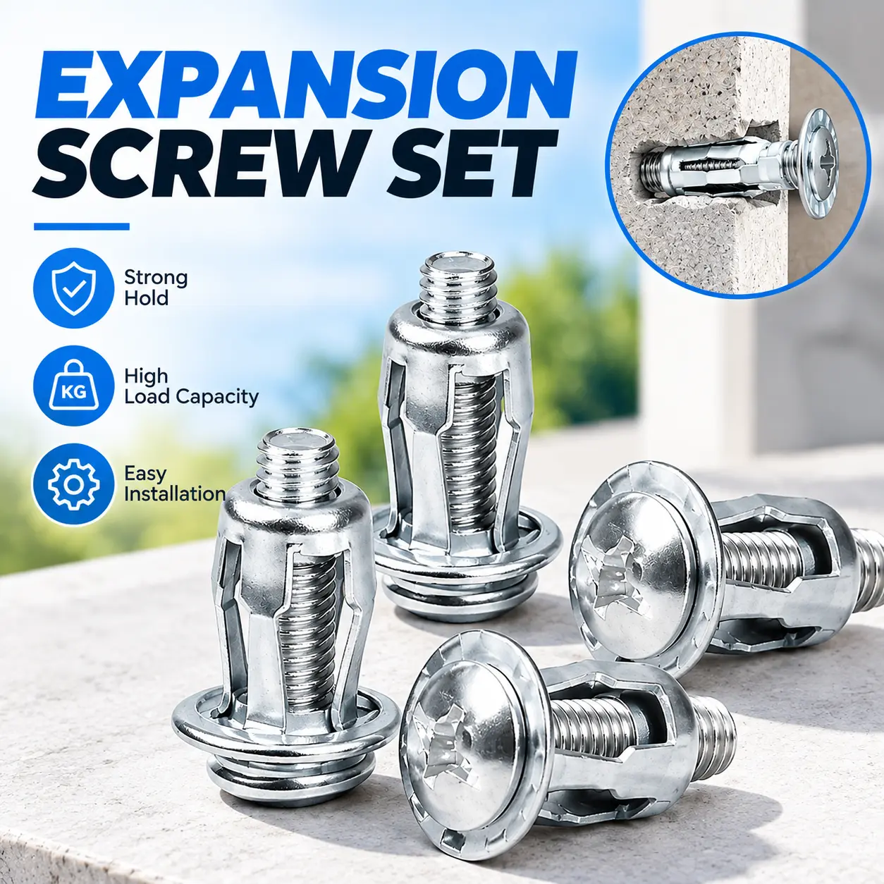 Zinc Plated Carbon Steel Button Rivet Locking Nuts Set, M4-M6 3 Sizes Rivnut Fasteners for Furniture Repair and Thin Metal Panel Assembly