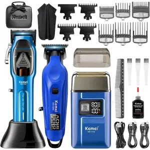 Cordless for Men, Professional T-Blade & Beard Trimmer with Adjustable Speed Motor, Zero Gapped Barber Clipper, LED Display, Guide Combs & Cape, Color Box Packaging