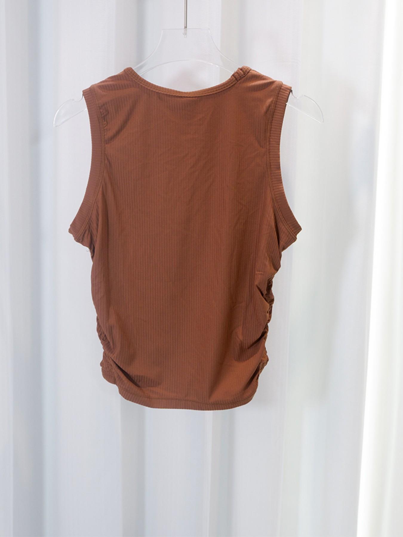 Nyxalulu Summer Yoga Top, Ribbed Sleeveless Tank, High Waist Slim Fit, Quick-Dry Sportswear, Casual Workout Tee, Pilates Apparel