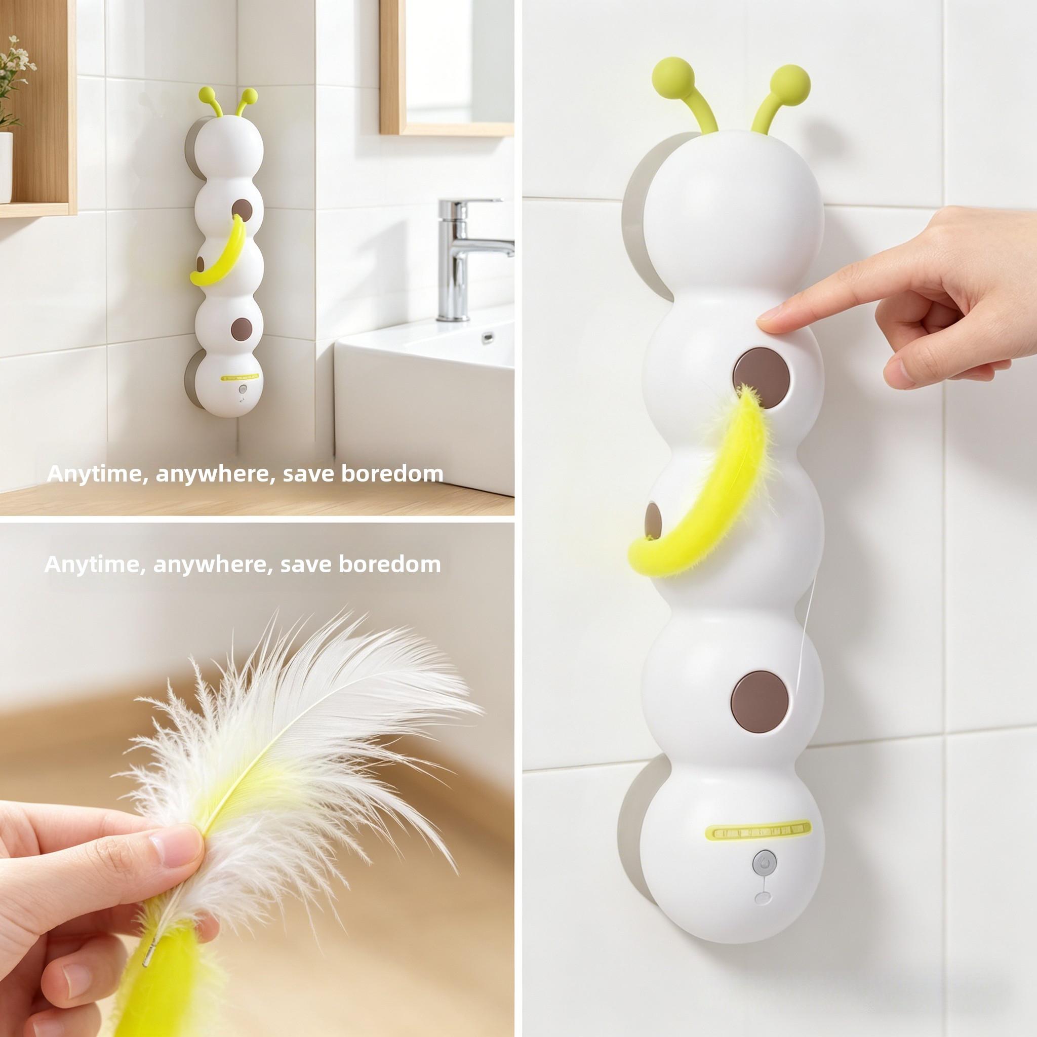 New pet interactive toy - Caterpillar Automatic Feather Smart Suction Cup Self-Entertaining Stick Cat Toy Cat Stuffer