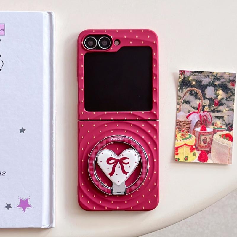 Red Polka Dot Cute Magnetic Phone Case For Samsung Galaxy Z Flip 7 6 5 4 3 Flip6 Flip7 Cover with Magsafe Stand Chain Hard Cases