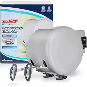 Outdoor Retractable Dual Clothesline - Heavy Duty PVC Coated Line - Energy and Space Saving Removable Laundry Drying Line - 2 x 49 Feet