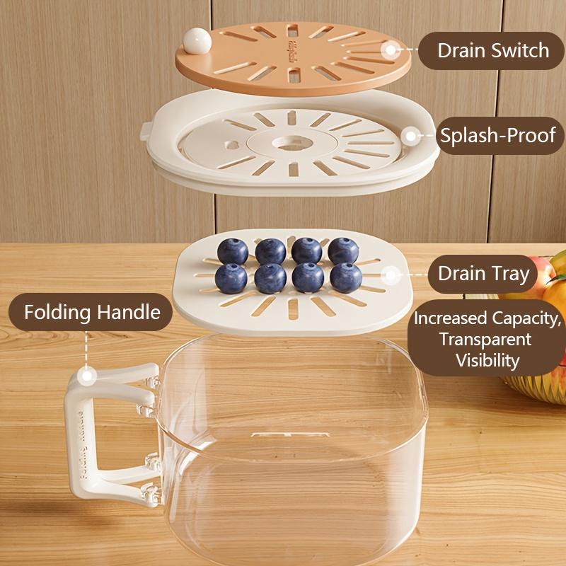 Double-Layer Drain Basket, Foldable Handle Fruit Drainer, Multi-Functional Food Filter, Refrigerator Storage Basket, Kitchen Camping Picnic